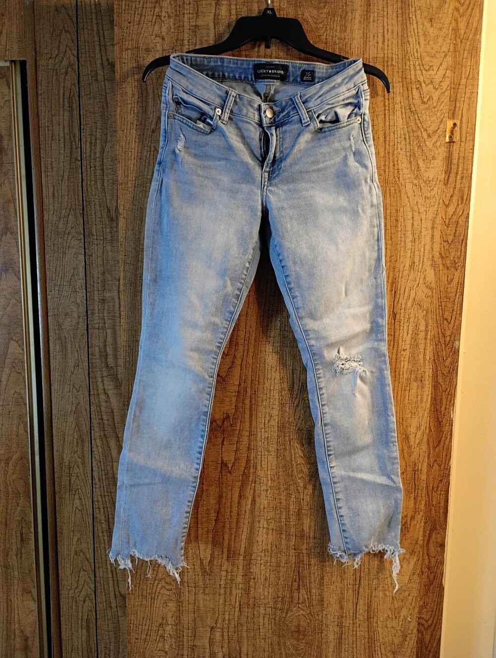 Lucky Brand Light Wash Lolita Skinny Jeans with Distressed Hem